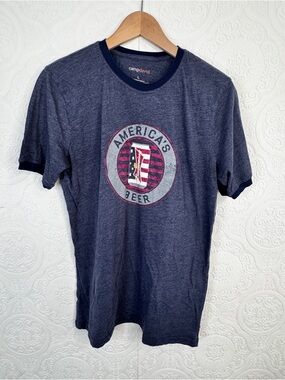 Camp David Men's size Large Budweiser America's Beer Tee T-Shirt Blue Jersey